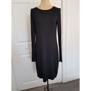 Three Dots Womens Jersey Knit Sheath Dress Long Sleeve Round Neck Black Size S